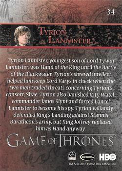 2013 Rittenhouse Game of Thrones Season 2 - Foil Holo #34 Tyrion Lannister Back