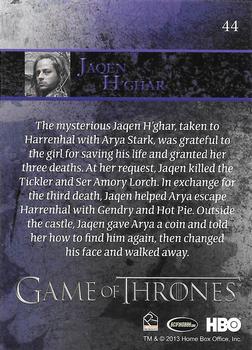2013 Rittenhouse Game of Thrones Season 2 - Foil Holo #44 Jaqen H'ghar Back