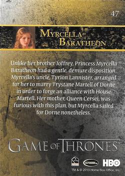 2013 Rittenhouse Game of Thrones Season 2 - Foil Holo #47 Myrcella Baratheon Back