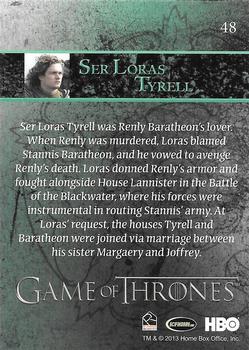 2013 Rittenhouse Game of Thrones Season 2 - Foil Holo #48 Ser Loras Tyrell Back