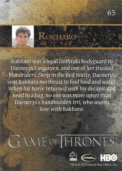 2013 Rittenhouse Game of Thrones Season 2 - Foil Holo #65 Rakharo Back