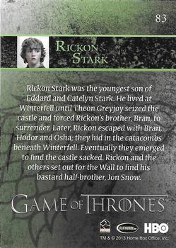 2013 Rittenhouse Game of Thrones Season 2 - Foil Holo #83 Rickon Stark Back
