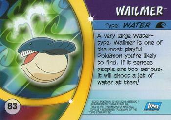 2004 Topps Pokemon Advanced Challenge #83 Wailmer Back