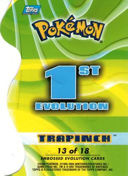 2004 Topps Pokemon Advanced Challenge - Evolution Die Cuts #13 Trapinch Back