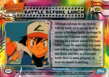 1999 Topps Pokemon the First Movie - Blue Topps Logo #10 Battle Before Lunch Back