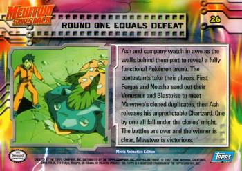 1999 Topps Pokemon the First Movie - Blue Topps Logo #26 Round One Equals Defeat Back