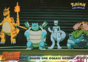 1999 Topps Pokemon the First Movie - Blue Topps Logo #26 Round One Equals Defeat Front