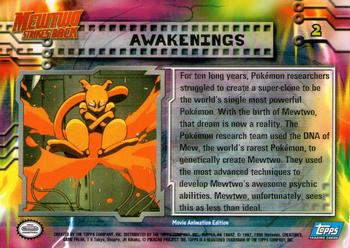 1999 Topps Pokemon the First Movie - Blue Topps Logo #2 Awakenings Back
