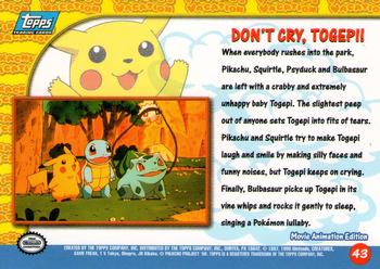 1999 Topps Pokemon the First Movie - Blue Topps Logo #43 Don't Cry, togepi! Back