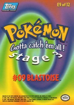 1999 Topps Pokemon the First Movie - Blue Topps Logo #E9 #09 Blastoise - Stage 3 Back