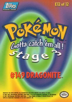 1999 Topps Pokemon the First Movie - Blue Topps Logo #E12 #149 Dragonite - Stage 3 Back