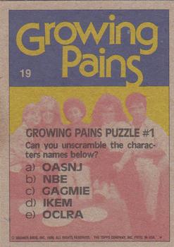 1988 Topps Growing Pains #19 Growing Pains Puzzle #1 Back