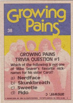 1988 Topps Growing Pains #38 Growing Pains Trivia Question #1 Back