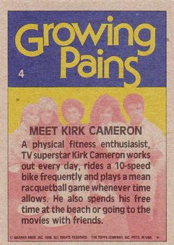 1988 Topps Growing Pains #4 Meet Kirk Cameron Back
