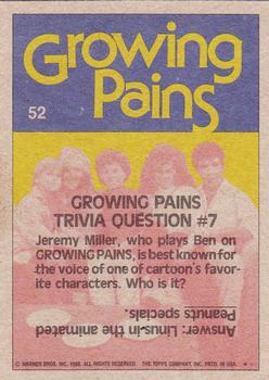 1988 Topps Growing Pains #52 Growing Pains Trivia #7 Back