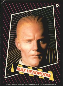 1986 Topps Max Headroom #24 (Max's head, three sets of lines) Back