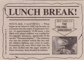 1988 Topps Dinosaurs Attack! #14 Lunch Break! Back