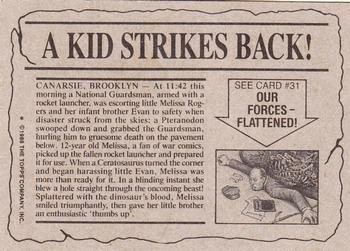 1988 Topps Dinosaurs Attack! #30 A Kid Strikes Back! Back