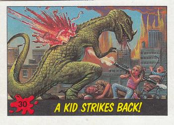 1988 Topps Dinosaurs Attack! #30 A Kid Strikes Back! Front