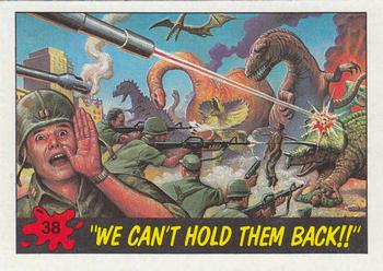1988 Topps Dinosaurs Attack! #38 We Can't Hold Them Back!! Front