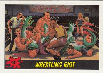 1988 Topps Dinosaurs Attack! #40 Wrestling Riot Front