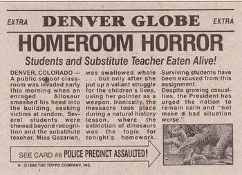 1988 Topps Dinosaurs Attack! #5 Homeroom Horror Back