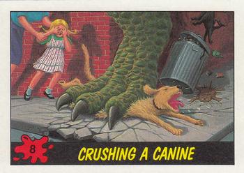 1988 Topps Dinosaurs Attack! #8 Crushing a Canine Front