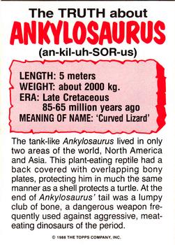 1988 Topps Dinosaurs Attack! - Stickers #2 Ankylosaurus Back