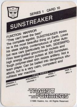 1985 Hasbro Transformers #10 Sunstreaker Back