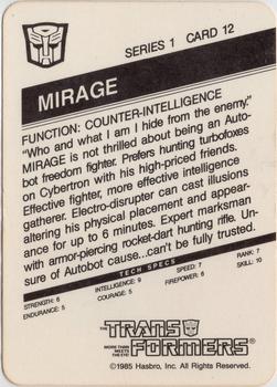 1985 Hasbro Transformers #12 Mirage Back
