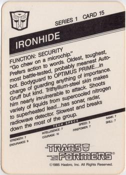 1985 Hasbro Transformers #15 Ironhide Back