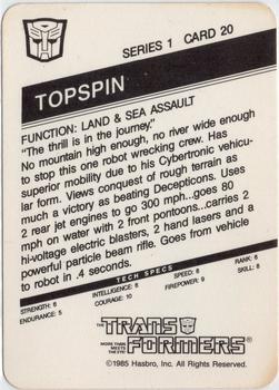 1985 Hasbro Transformers #20 Topspin Back
