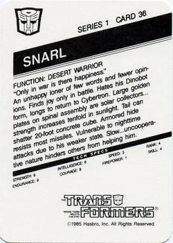 1985 Hasbro Transformers #36 Snarl Back