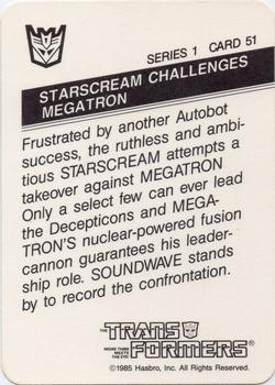 1985 Hasbro Transformers #51 Starscream Challenges Megatron Back