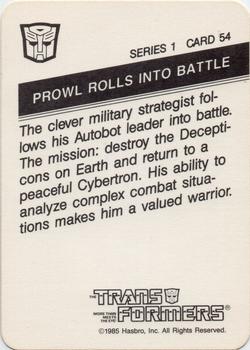 1985 Hasbro Transformers #54 Prowl Rolls into Battle Back