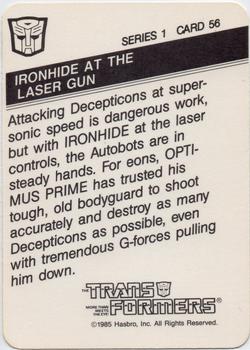 1985 Hasbro Transformers #56 Ironhide at the Laser Gun Back
