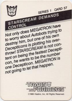 1985 Hasbro Transformers #57 Starscream Demands Control Back