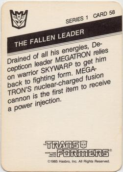 1985 Hasbro Transformers #58 The Fallen Leader Back