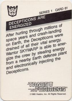 1985 Hasbro Transformers #61 Decepticons Are Energized Back