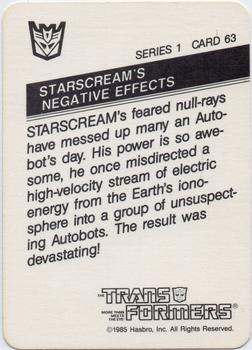 1985 Hasbro Transformers #63 Starscream's Negative Effects Back