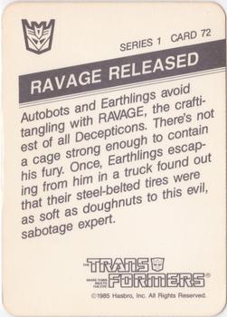 1985 Hasbro Transformers #72 Ravage Released Back