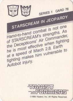 1985 Hasbro Transformers #78 Starscream in Jeopardy Back