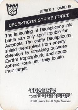 1985 Hasbro Transformers #87 Decepticon Strike Force Back