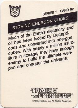 1985 Hasbro Transformers #92 Storing Energon Cubes Back