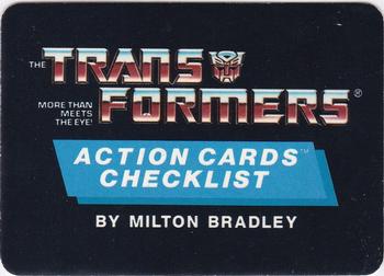 1985 Hasbro Transformers #96 Checklist: 1-96 Front
