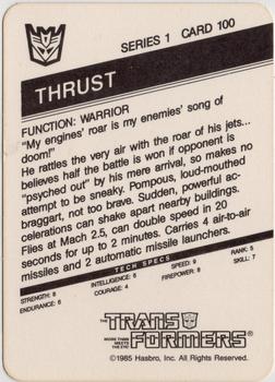 1985 Hasbro Transformers #100 Thrust Back