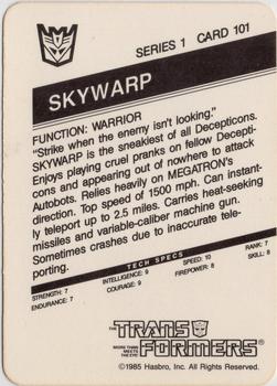 1985 Hasbro Transformers #101 Skywarp Back