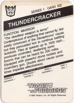 1985 Hasbro Transformers #102 Thundercracker Back