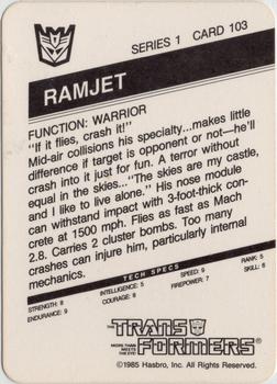 1985 Hasbro Transformers #103 Ramjet Back