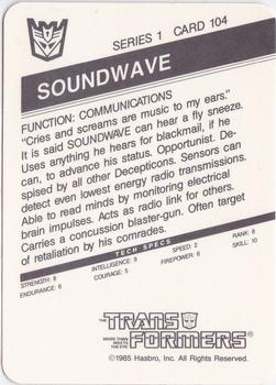 1985 Hasbro Transformers #104 Soundwave Back